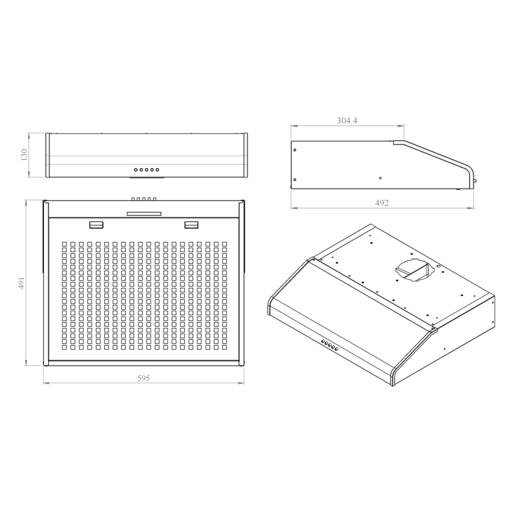 نقشه فنی هود زیرکابینتی کن مدل 2100 CAN