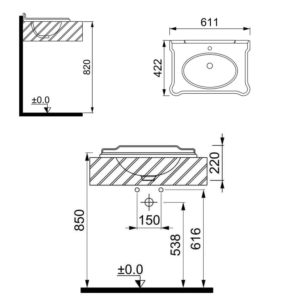 روشویی روکابینتی کریت coreet مدل کورتینا 60