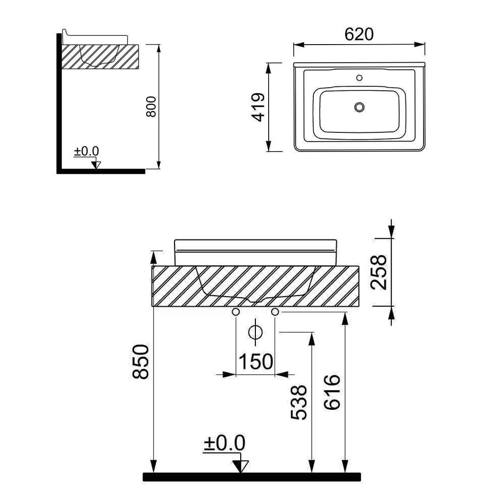 روشویی روکابینتی کریت coreet مدل کوارتو 60