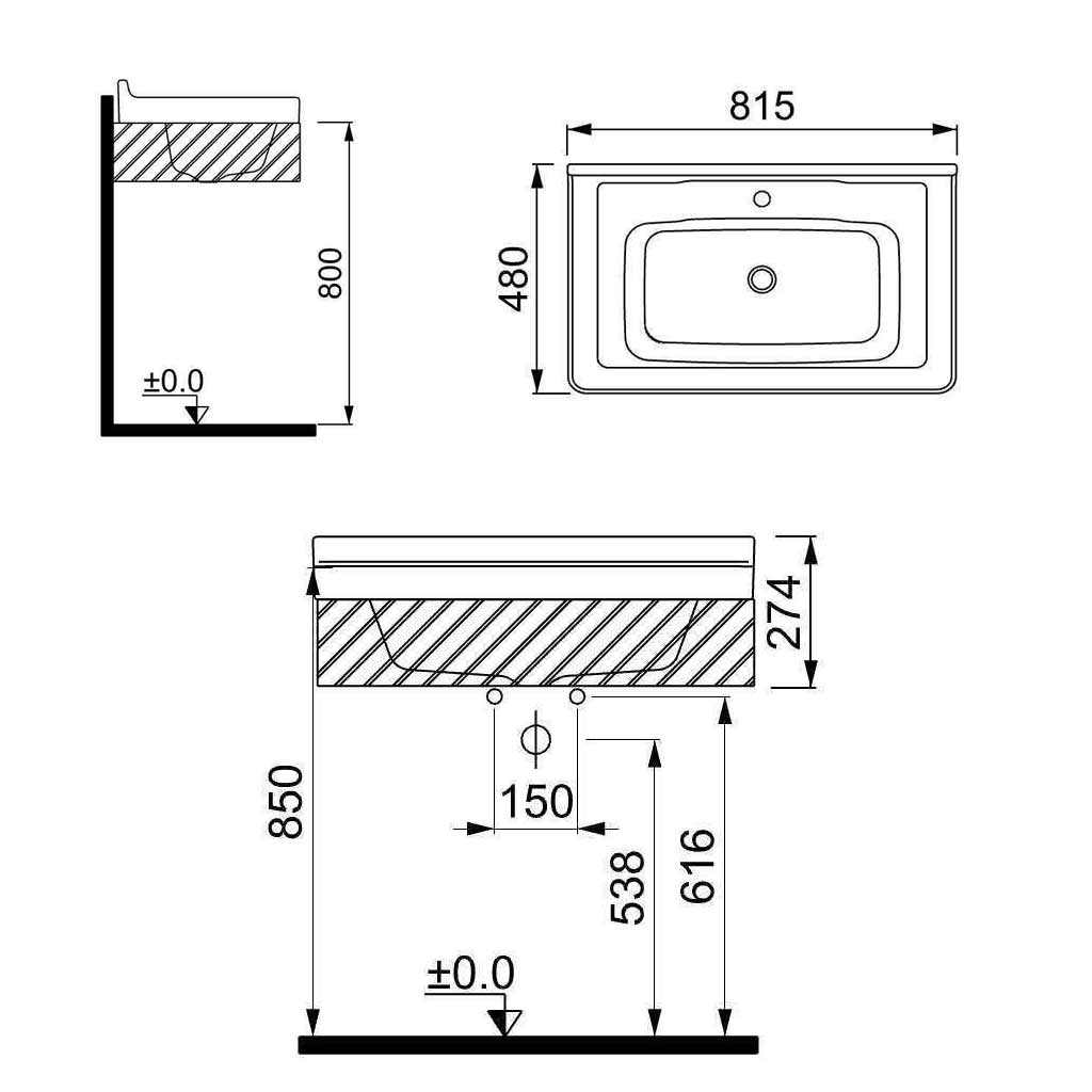 روشویی روکابینتی کریت coreet مدل کوارتو 80