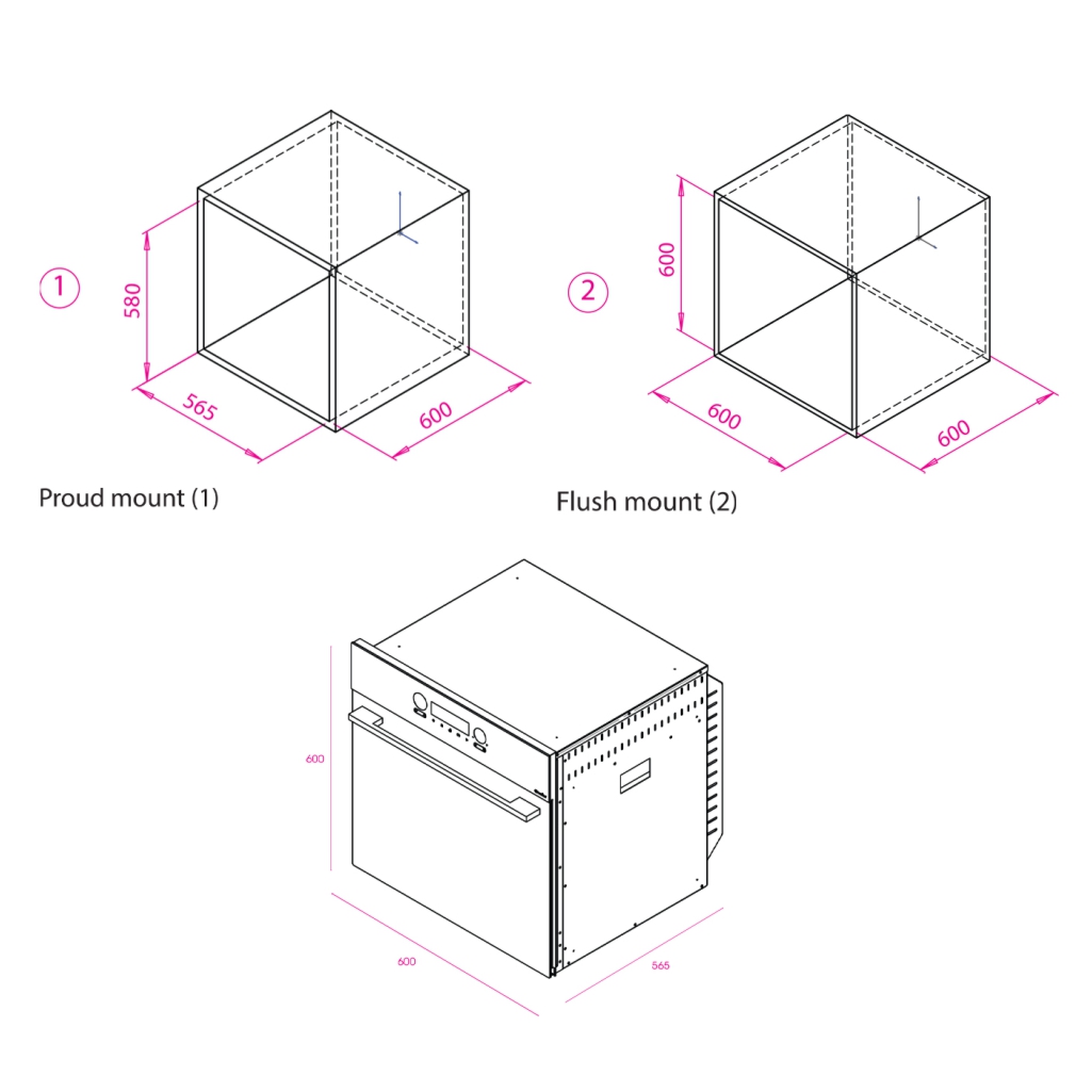 نقشه صنعتی فر برقی توکار کن مدل STONE-M CAN